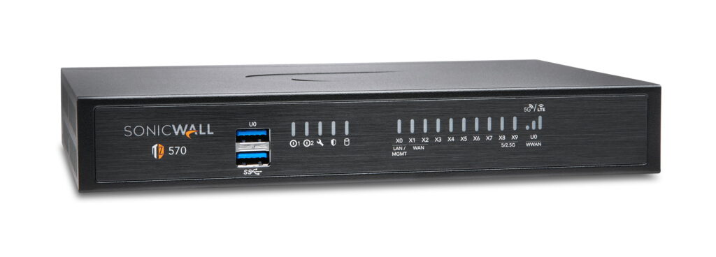 Firewalls - Firewall TZ 570 de mesa. Pode se adquirir suporte para rack.